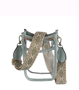 Fashion Guitar Strap See Thru Mini Crossbody Bag