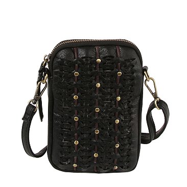 Studded Woven Crossbody Bag