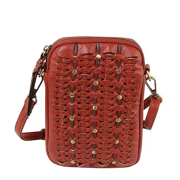 Studded Woven Crossbody Bag