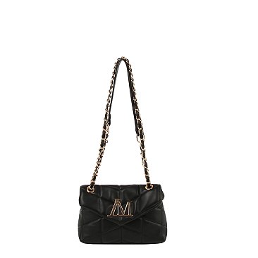 Quilted Logo Flap Crossbody Shoulder Bag