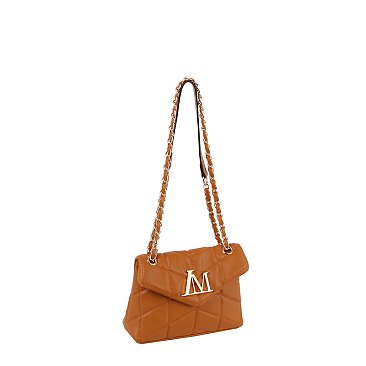 Quilted Logo Flap Crossbody Shoulder Bag