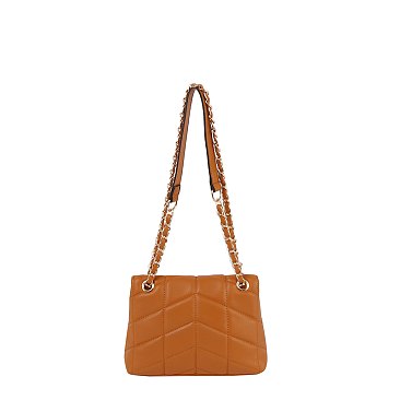 Quilted Logo Flap Crossbody Shoulder Bag