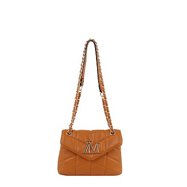 Quilted Logo Flap Crossbody Shoulder Bag