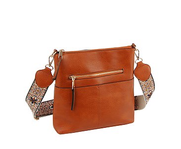 Fashion Zip Pocket Guitar Strap Crossbody Bag