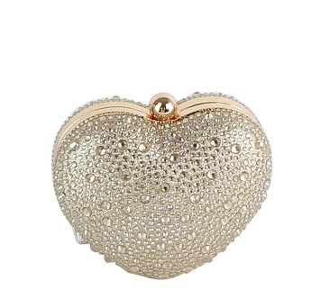 Rhinestone Heart Shaped Clutch Evening Bag