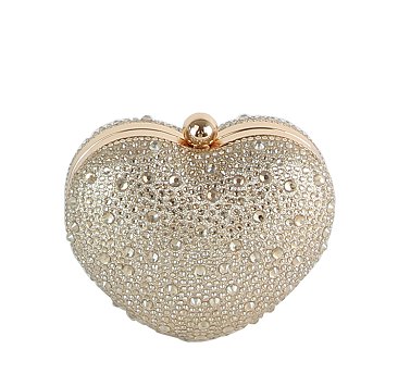 Rhinestone Heart Shaped Clutch Evening Bag