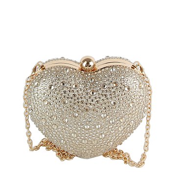 Rhinestone Heart Shaped Clutch Evening Bag