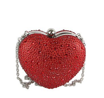 Rhinestone Heart Shaped Clutch Evening Bag