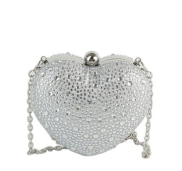 Rhinestone Heart Shaped Clutch Evening Bag