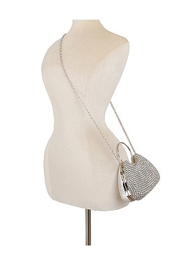 Rhinestone Ring Handle Clutch Evening Bag