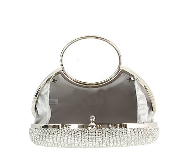 Rhinestone Ring Handle Clutch Evening Bag