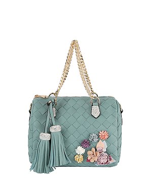 3D Flower Quilted Satchel