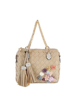 3D Flower Quilted Satchel