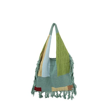 Crochet Patchwork Fringe Shoulder Bag Hobo