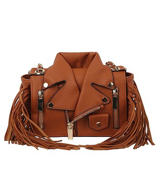 Motorcycle Jacket Fringe Crossbody Bag Satchel