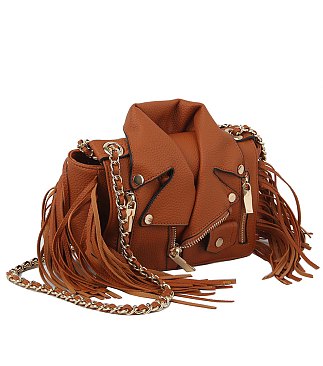 Motorcycle Jacket Fringe Crossbody Bag Satchel