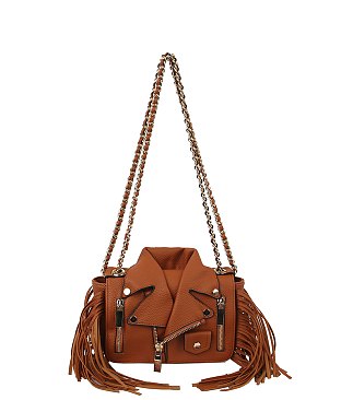 Motorcycle Jacket Fringe Crossbody Bag Satchel