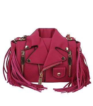 Motorcycle Jacket Fringe Crossbody Bag Satchel