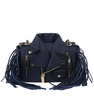 Motorcycle Jacket Fringe Crossbody Bag Satchel