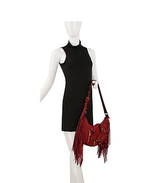 Motorcycle Jacket Fringe Shoulder Bag Hobo