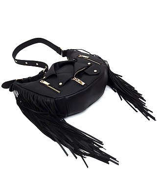 Motorcycle Jacket Fringe Shoulder Bag Hobo