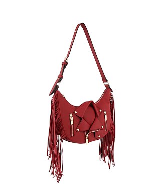 Motorcycle Jacket Fringe Shoulder Bag Hobo