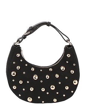 Denim LOVE Studded Shoulder Bag Hobo