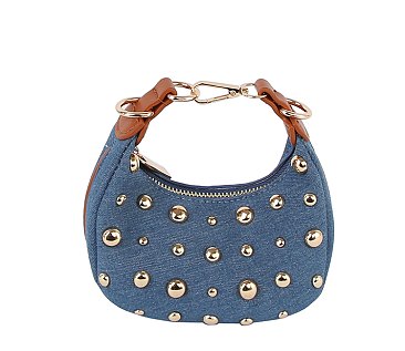 LOVE Studded Denim Crossbody Bag