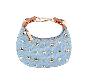 LOVE Studded Denim Crossbody Bag