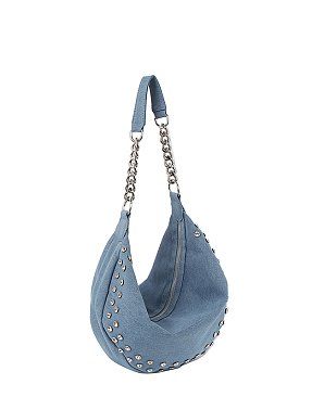 Rhinestone Denim Shoulder Bag Hobo