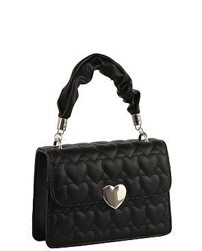 Heart Quilt Ruched Top Handle Satchel