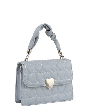 Heart Quilt Ruched Top Handle Satchel