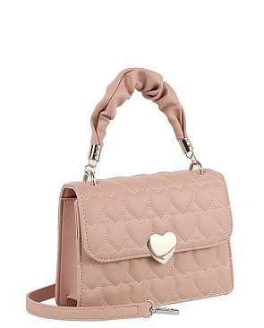 Heart Quilt Ruched Top Handle Satchel