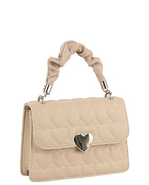 Heart Quilt Ruched Top Handle Satchel