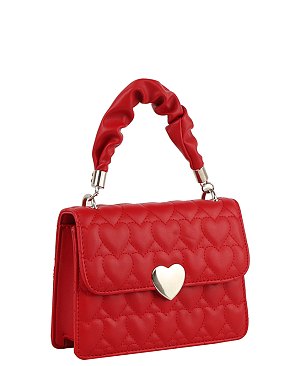 Heart Quilt Ruched Top Handle Satchel