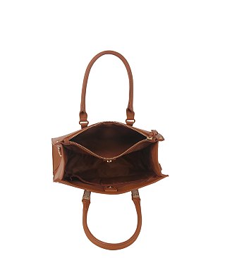 2-in-1 Leather Satchel Bag With Matching Envelop Clutch