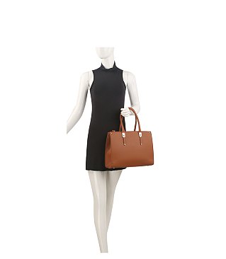 2-in-1 Leather Satchel Bag With Matching Envelop Clutch