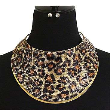 Leopard Rhinestones COLLAR NECKLACE SET