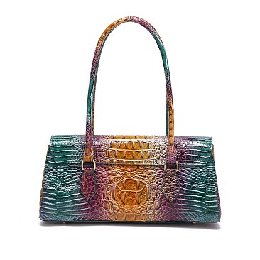 Tie-dyed Crocodile Twist-Lock Satchel - Shoulder Bag