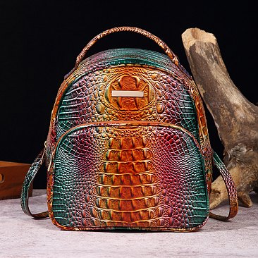 Tie-dyed Crocodile Skin Backpack