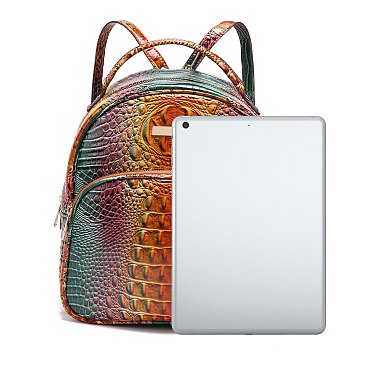 Tie-dyed Crocodile Skin Backpack