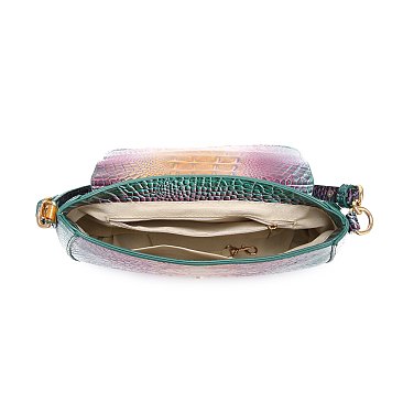 Tie-dyed Crocodile Flap Shoulder bag