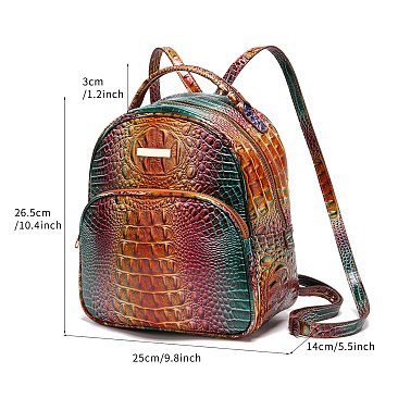 Tie-dyed Crocodile Skin Backpack