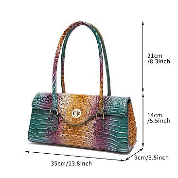 Tie-dyed Crocodile Twist-Lock Satchel - Shoulder Bag