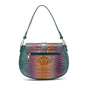 Tie-dyed Crocodile Flap Shoulder bag