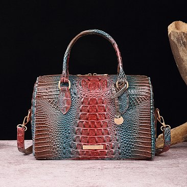 Tie-dyed Crocodile Boston Satchel  Bag