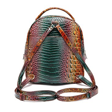 Tie-dyed Crocodile Skin Backpack