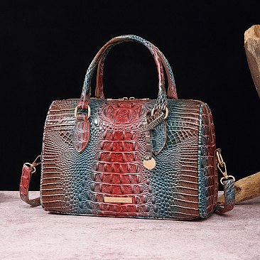 Tie-dyed Crocodile Boston Satchel  Bag