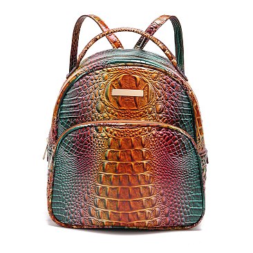 Tie-dyed Crocodile Skin Backpack