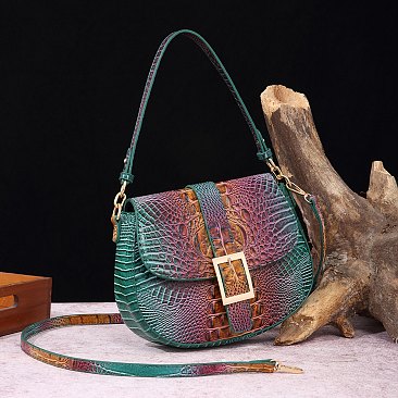 Tie-dyed Crocodile Flap Shoulder bag